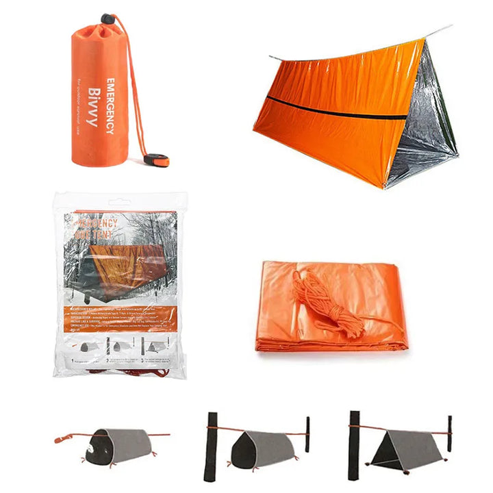 Emergency Shelter +Rain Coat + Sleeping Bag