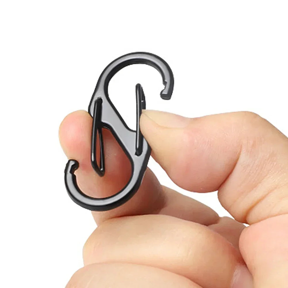 10PCS S-Type Stainless Steel Carabiner with Lock
