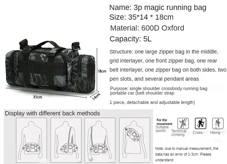 600D waterproof Oxford shoulder bag for camping hiking