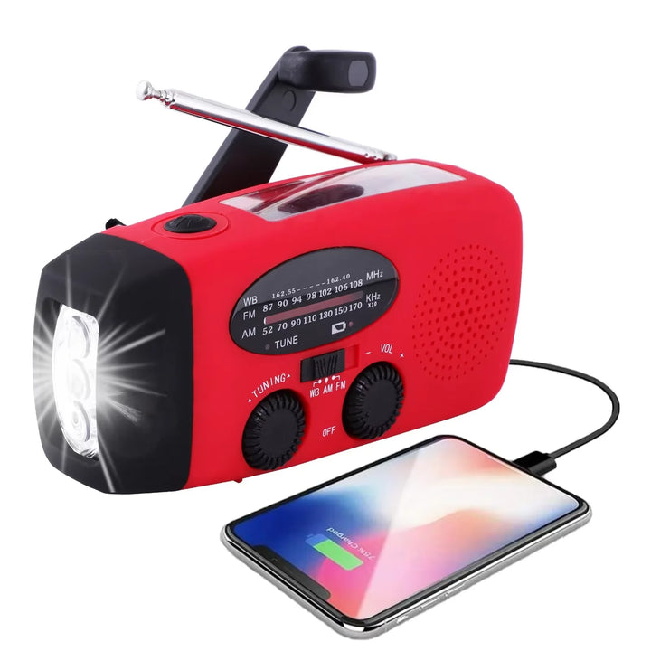 Solar Hand Crank AM/FM Weather Radio with Flashlight & Power Bank