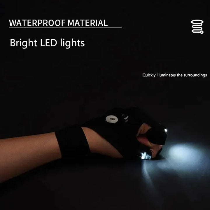 Waterproof LED Fingerless Gloves – Outdoor Fishing & Camping Tool