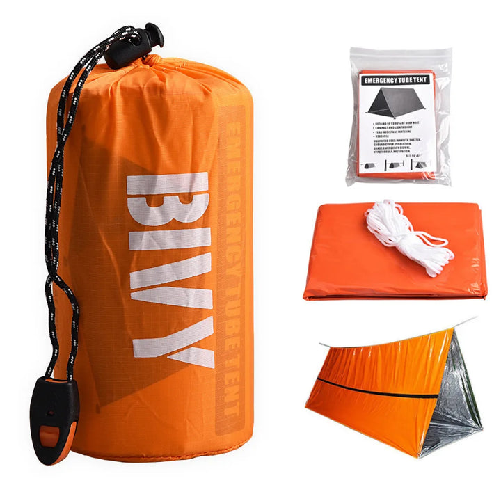 Emergency Shelter +Rain Coat + Sleeping Bag
