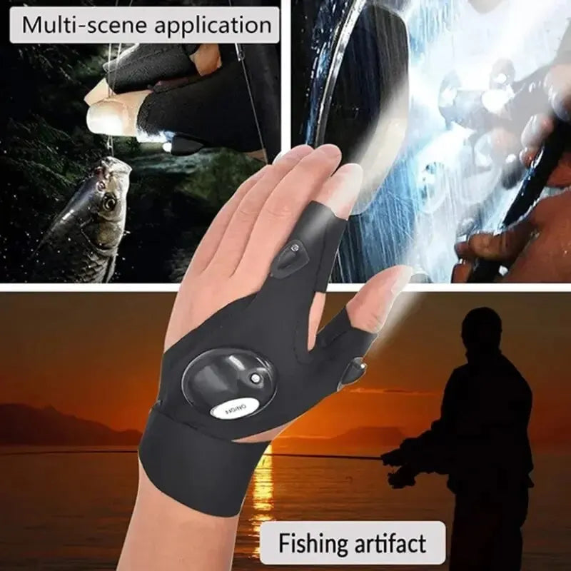 Waterproof LED Fingerless Gloves – Outdoor Fishing & Camping Tool